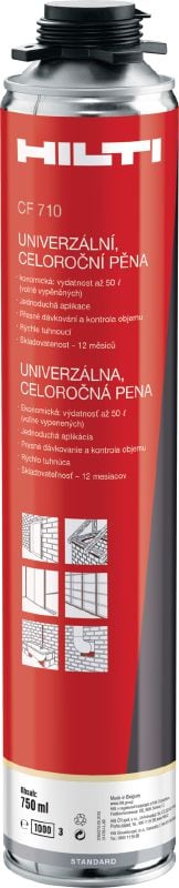 Izolacijska pjena za sva godišnja doba CF 710 Poliuretanska pjena za upotrebu tijekom svih godišnjih doba, idealna za brtvljenje za sprječavanje prolaza zraka te za popunjavanje pri širokom rasponu temperature