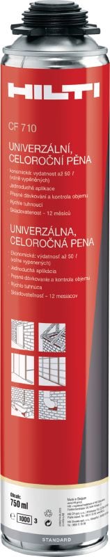 Izolacijska pjena za sva godišnja doba CF 710 Poliuretanska pjena za upotrebu tijekom svih godišnjih doba, idealna za brtvljenje za sprječavanje prolaza zraka te za popunjavanje pri širokom rasponu temperature